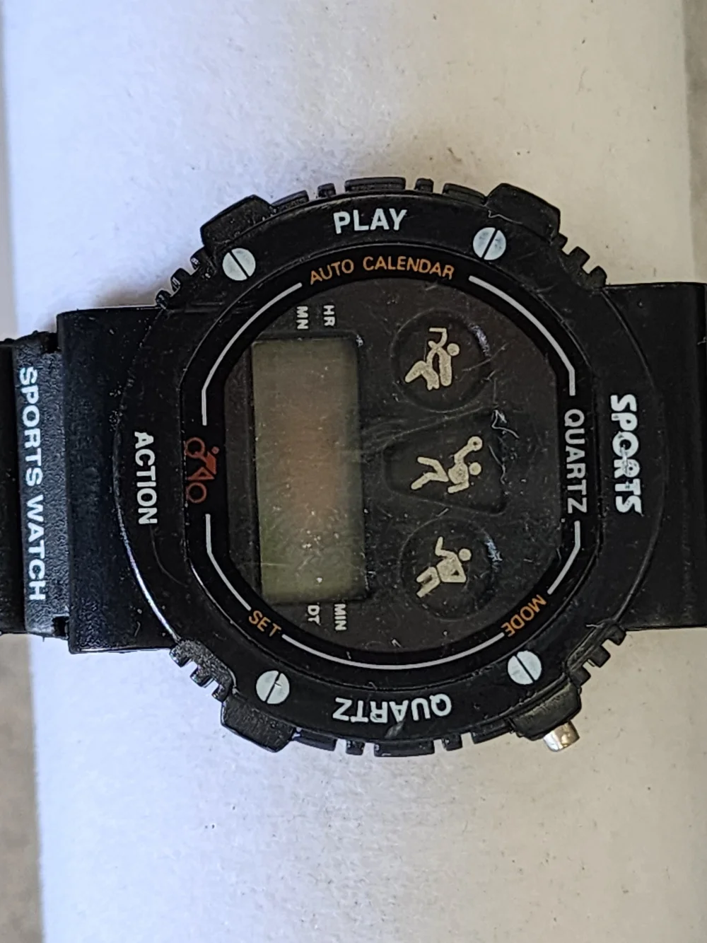 Vintage Black Digital Sports Watch Animated Multi Sport Display Retro Quartz